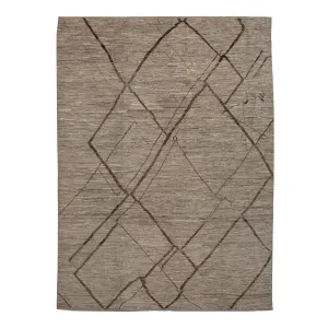 Brown Zameen Geometric Modern Wool Rug - 10'4" x 14'2"