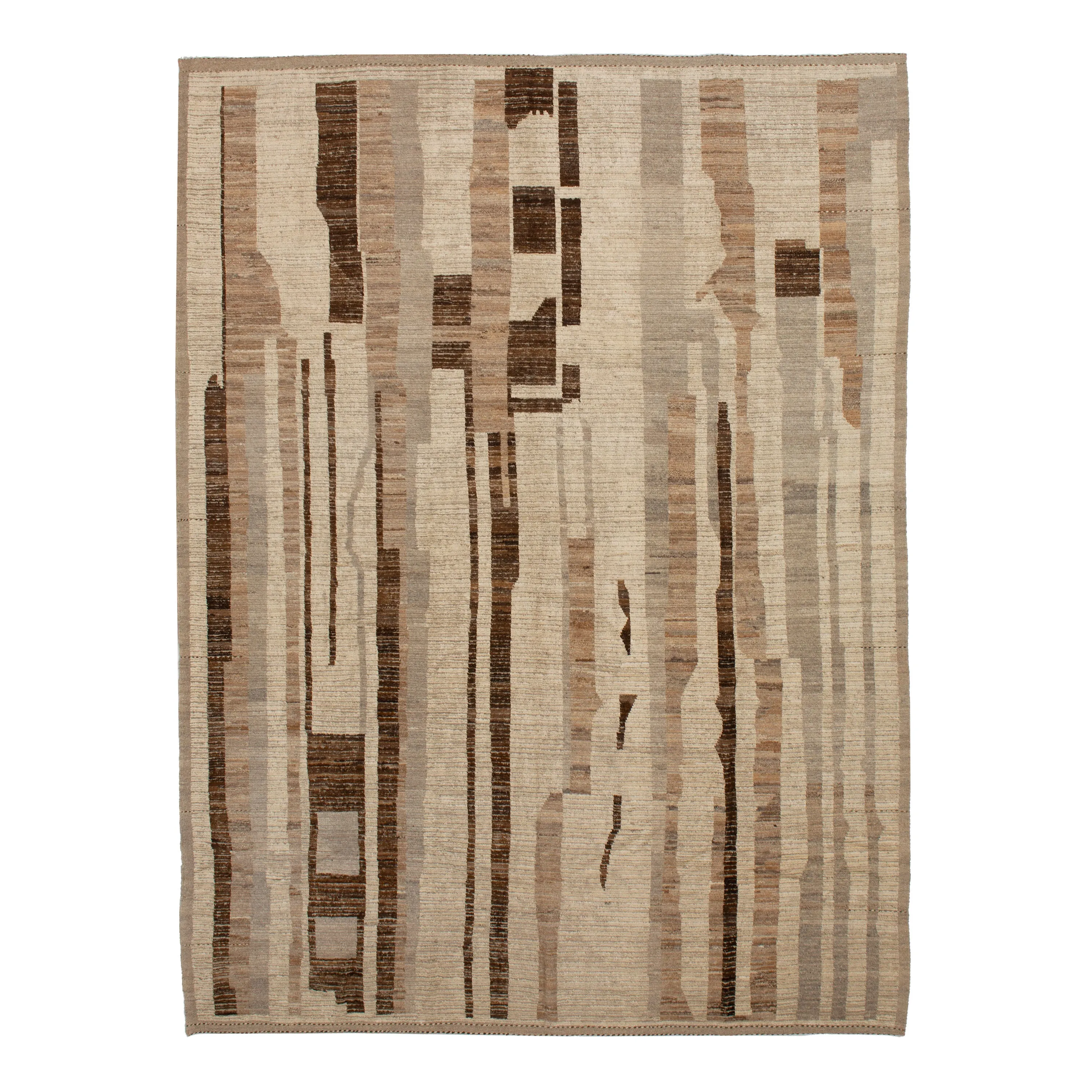 Brown Zameen Transitional Wool Rug - 10'5" x 13'10"