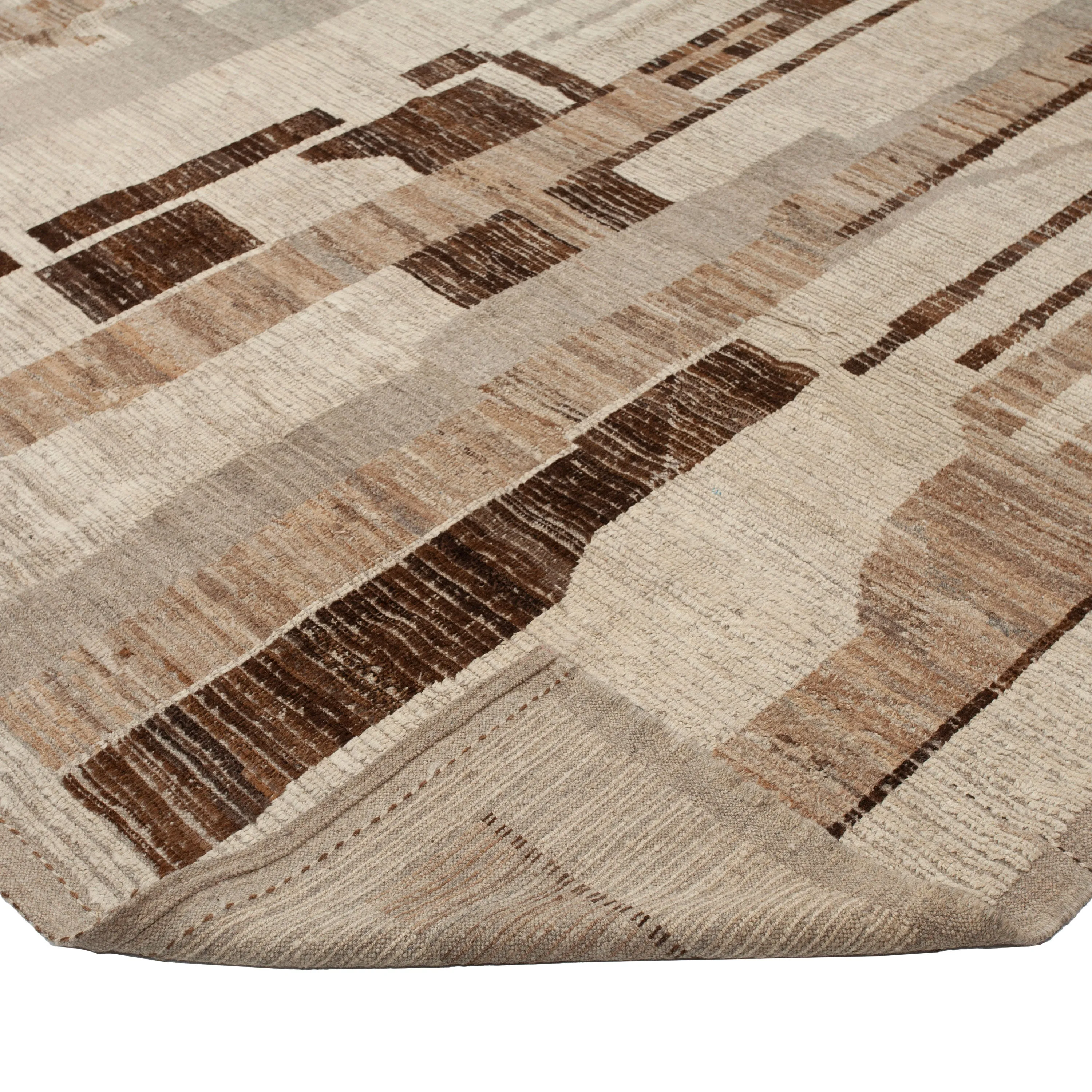 Brown Zameen Transitional Wool Rug - 10'5" x 13'10"