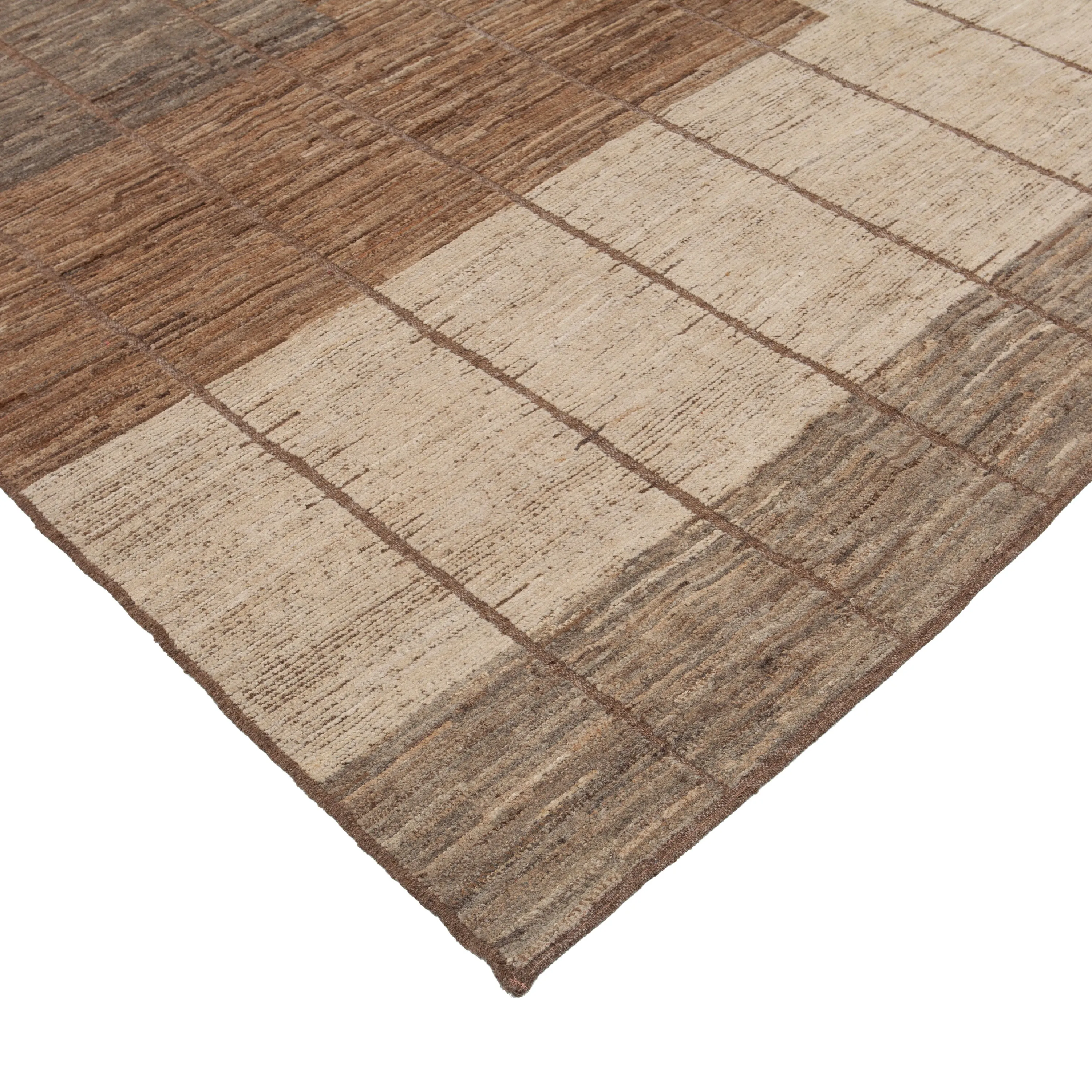 Brown Zameen Transitional Wool Rug - 9'7" x 11'6"