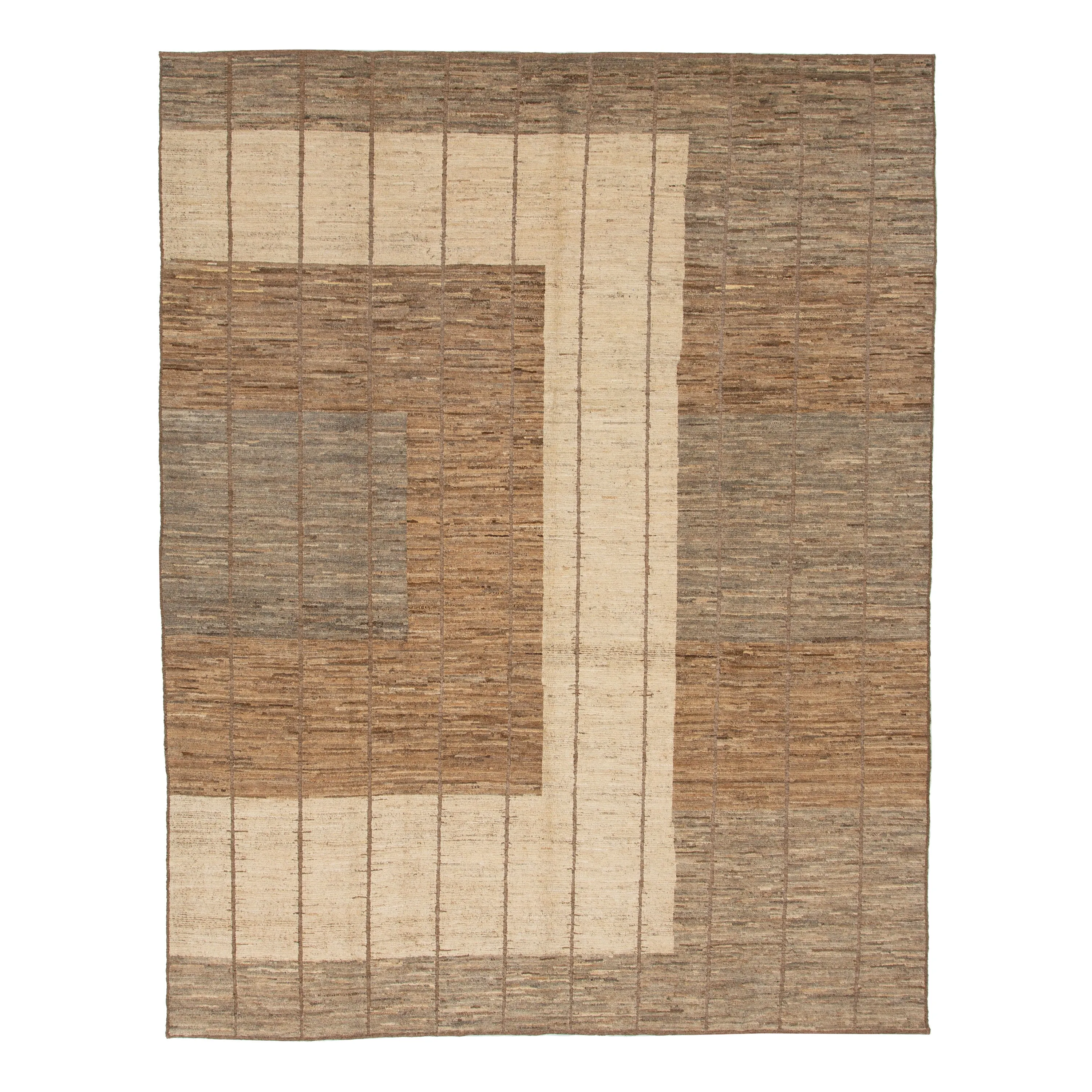 Brown Zameen Transitional Wool Rug - 9'7" x 11'6"