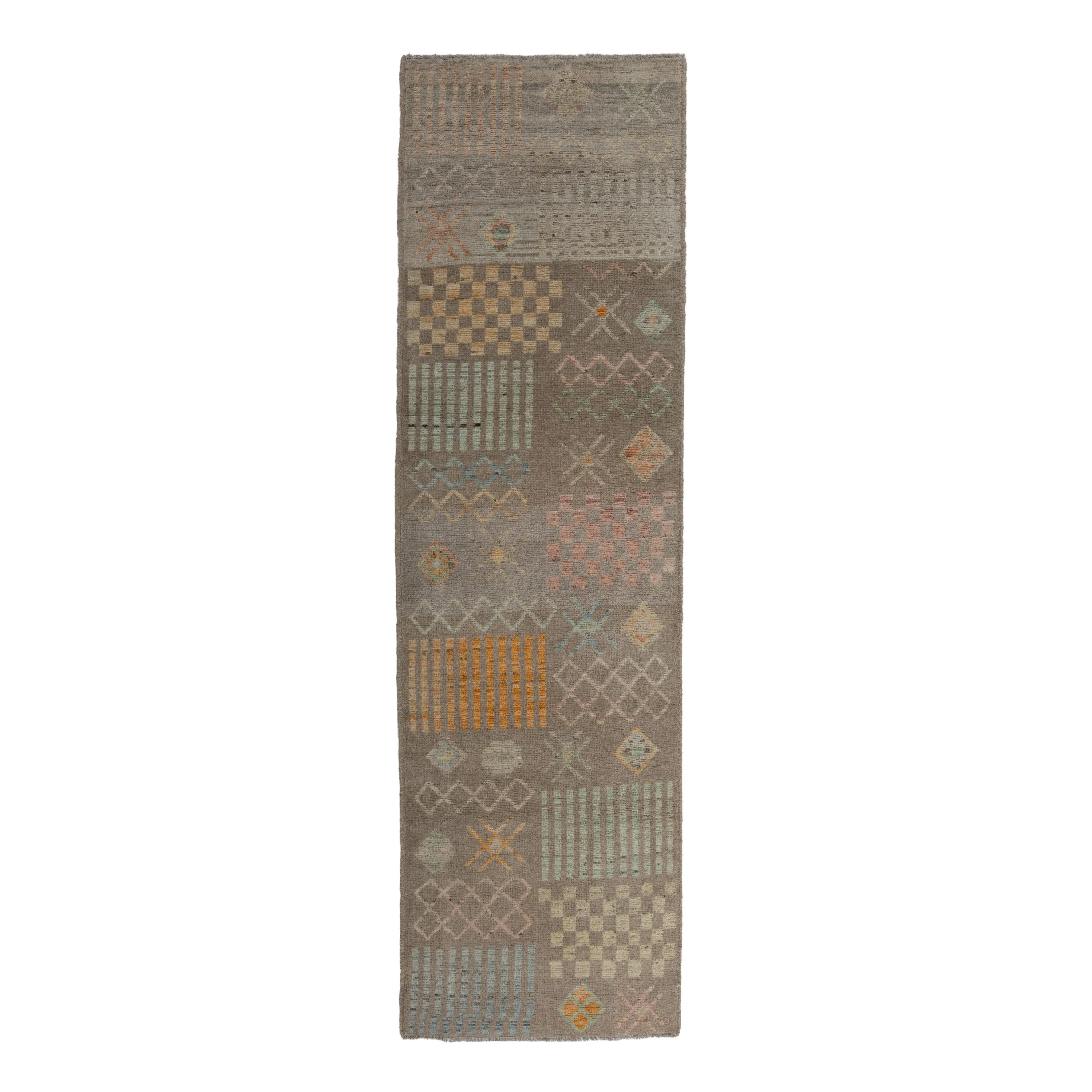 Brown Zameen Transitional Wool Runner - 2'9" x 9'7"