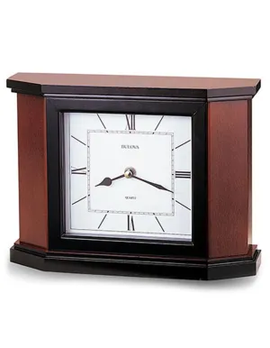 Bulova Holyoke Mantel Clock - Solid Wood Case with Cherry & Black Finish