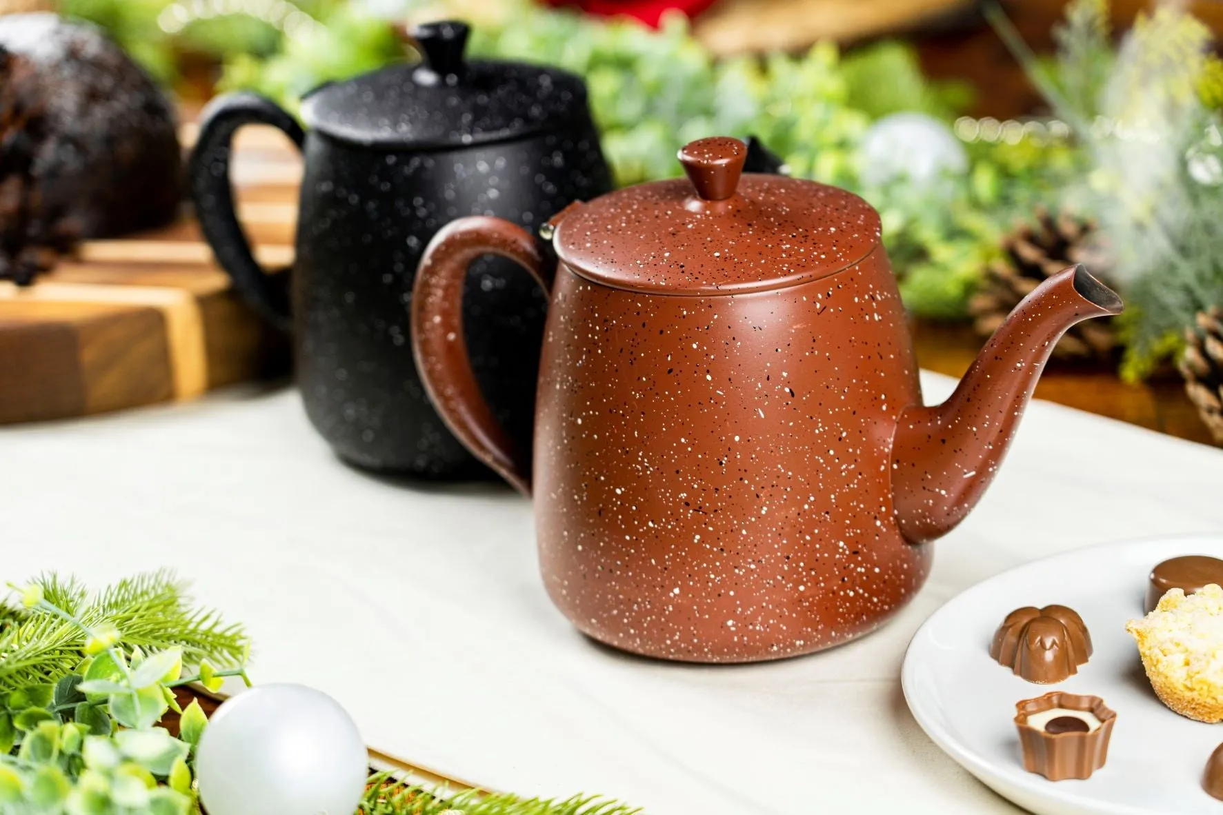 Café Olé 1L Premium Teapot, Red Granite