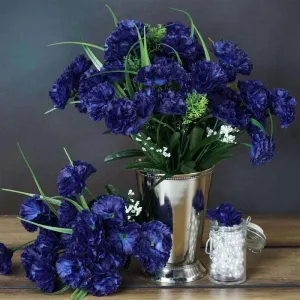 Carnation Assorted Bush Artificial Silk Flowers - Navy Blue