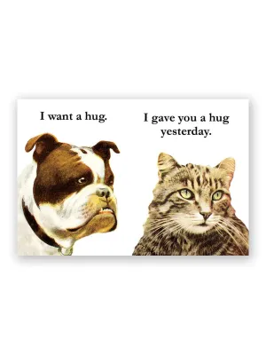 Cat & Bulldog Hug Magnet