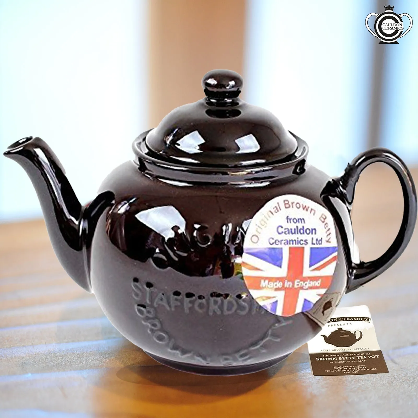 Cauldon Ceramics Brown Betty 2 Cup Teapot With Original Staffordshire Logo