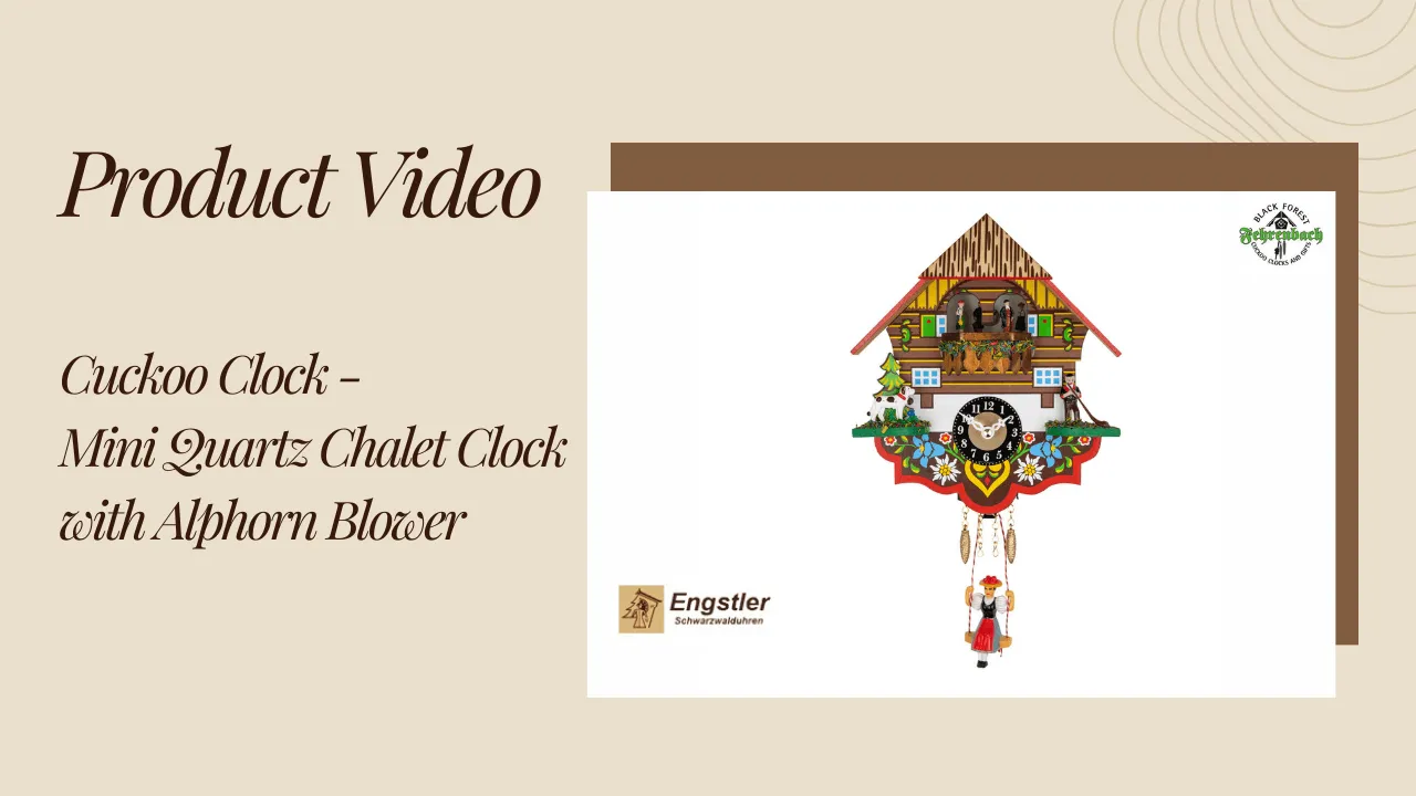 Chalet Clock - Quartz with Alphorn Blower - Engstler