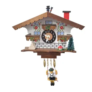 Chalet Clock - Quartz with Swinging Boy & Chimney Sweep - Engstler