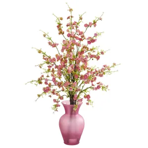 Cherry Blossom Artificial Arrangement in Rose Vase