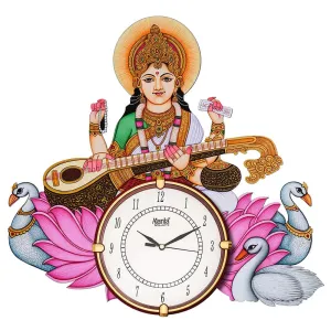 CIRCADIAN Ajanta Wooden Hand Painted Designer Wall Clock for Home Living room Decorative Wall Clocks for Home Office Bedroom Multi colour ( Multi Colour Design ) (15 IN*13 IN)