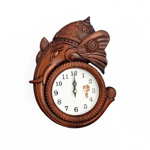 Craftication Ganesha Hanging Wall Clock for Home - Designer Decorative Wall Clocks for Home, Living Room, Bedroom, Office, Kitchen, Home Decor, Gift (Size- 23cm x 29cm)