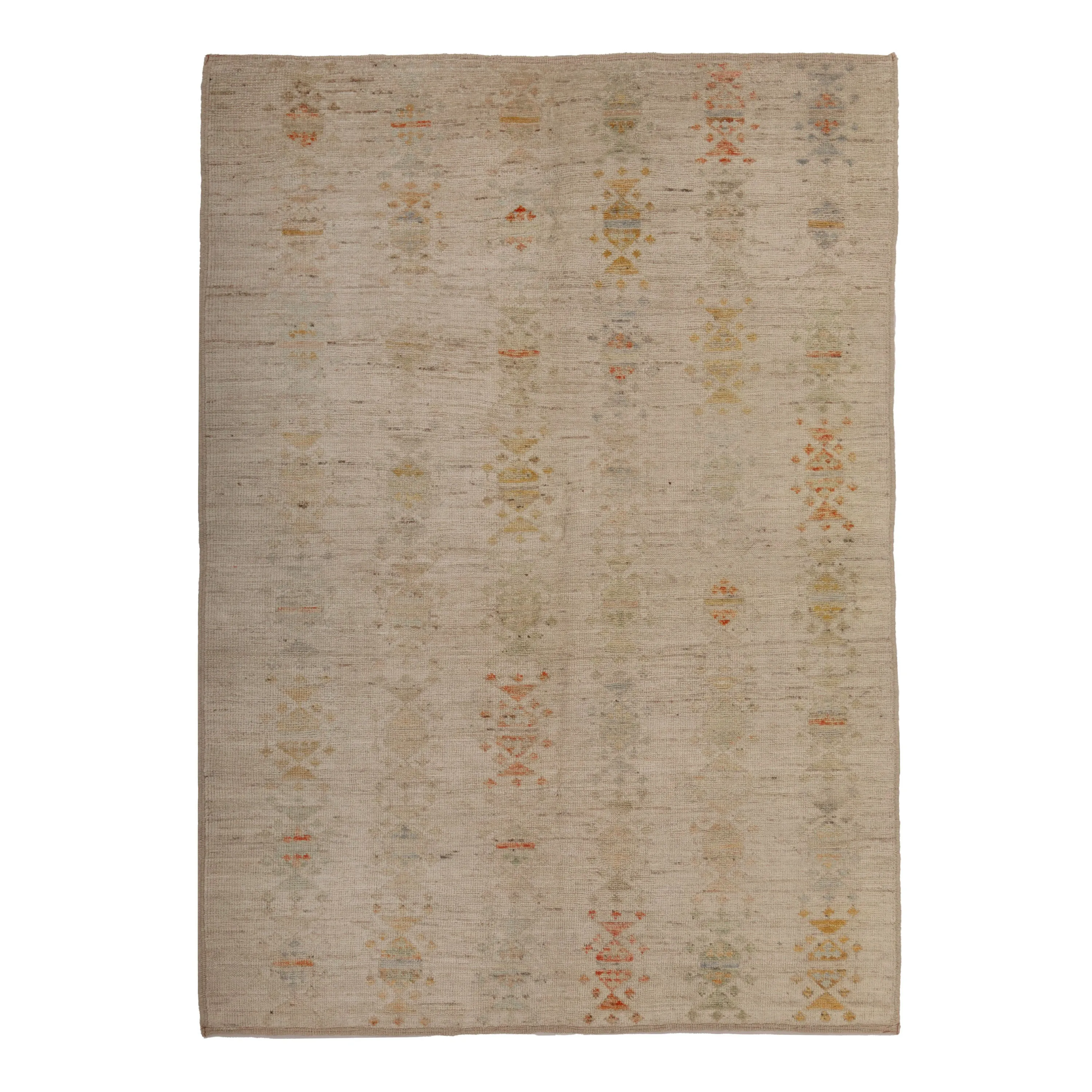 Cream Zameen Transitional Wool Rug - 4'6" x 6'5"