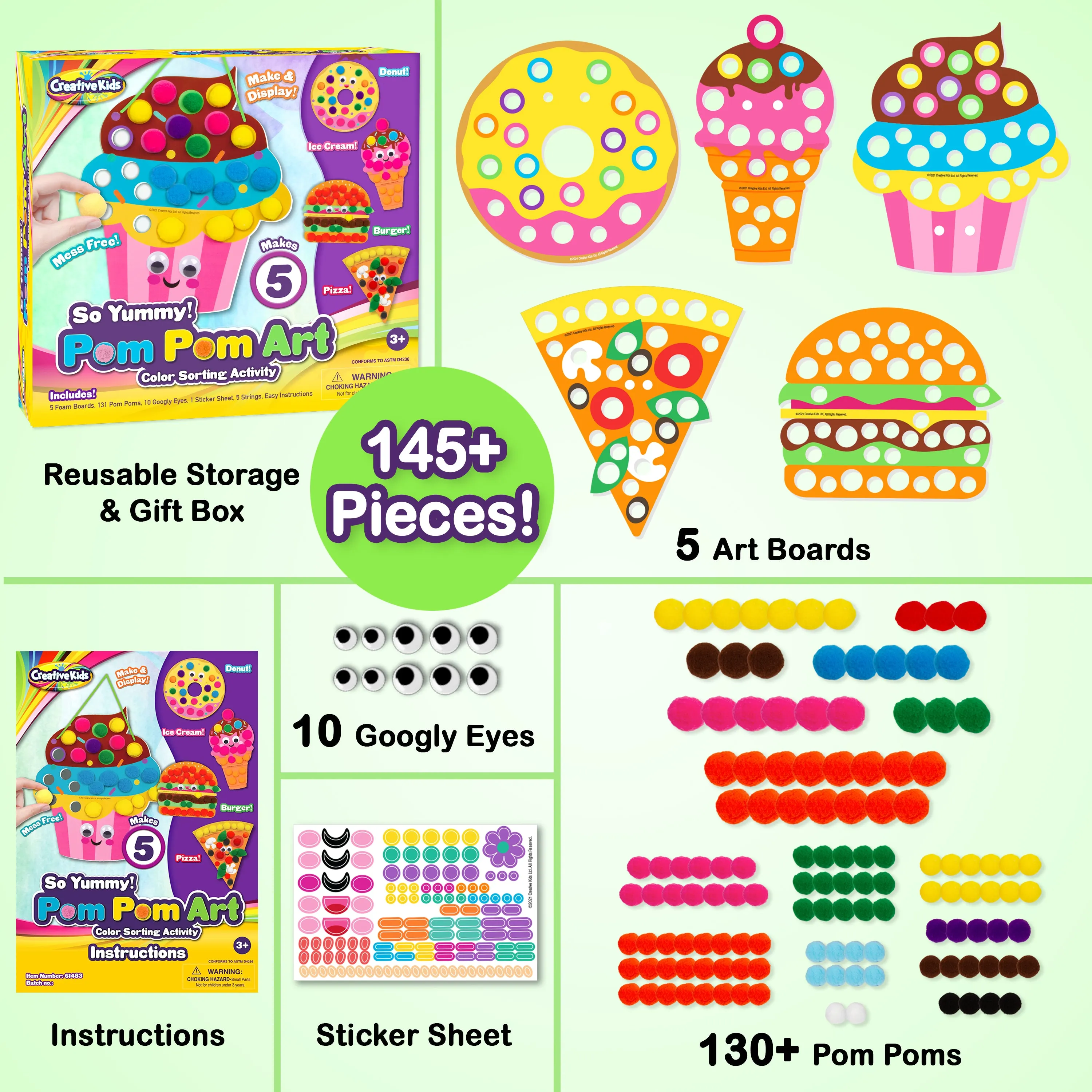 Creative Kids So Yummy! Pom Pom Art Kit for Kids 3 