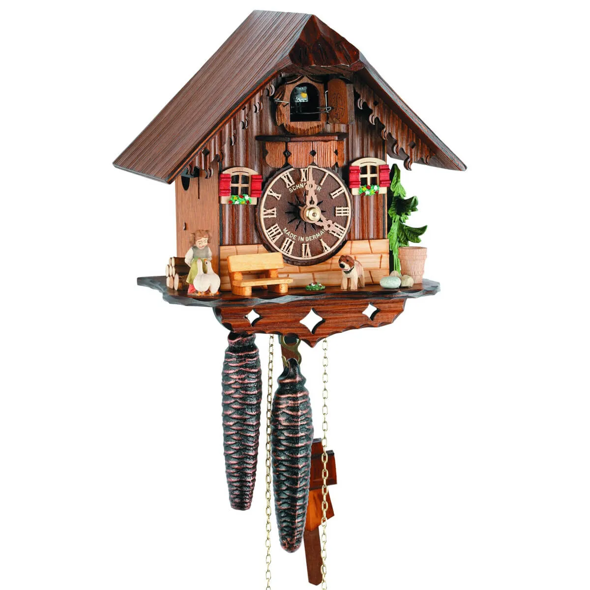 Cuckoo Clock - 1-Day Black Forest Chalet with Girl & Geese - Schneider