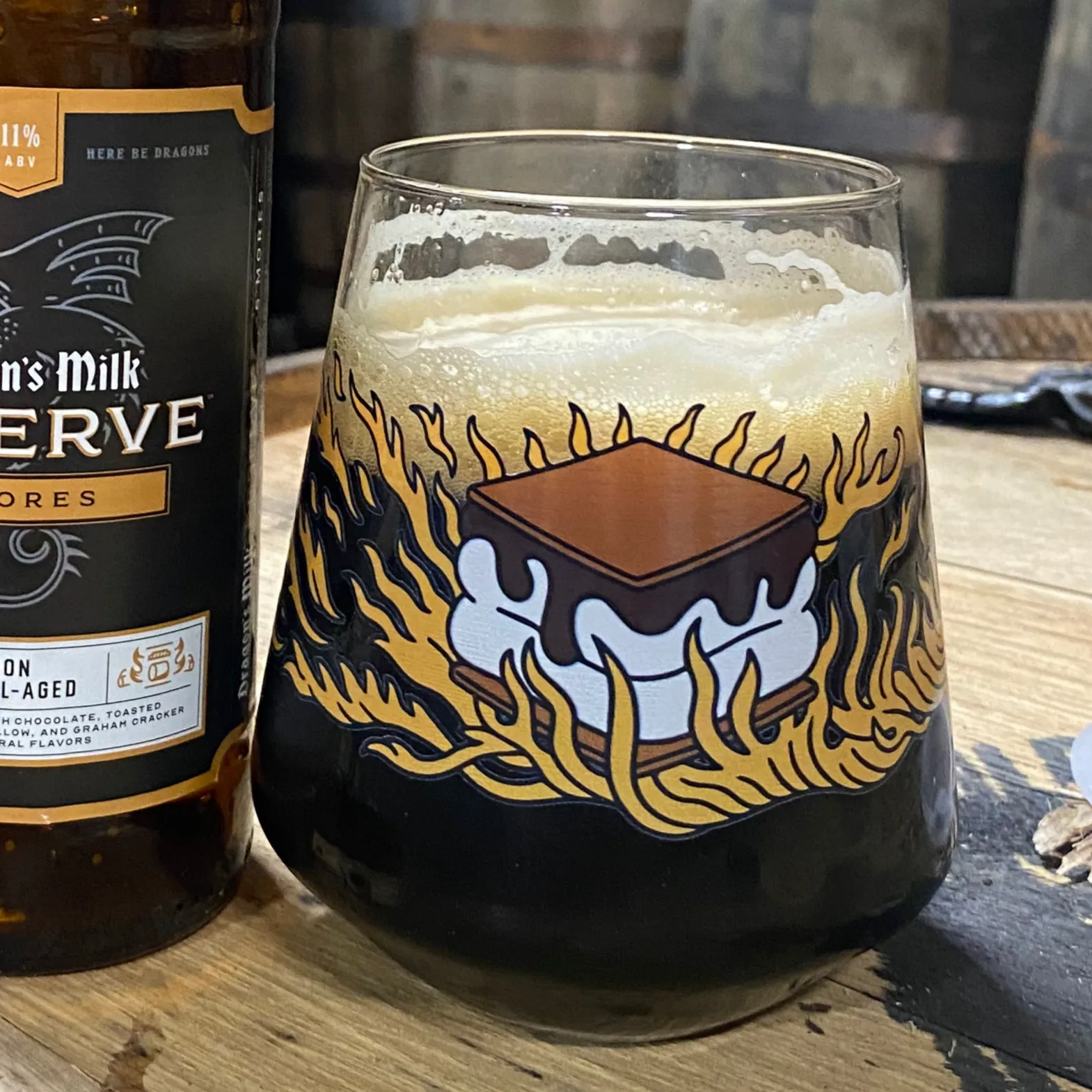 Custom Dragon's Milk Reserve S'mores 2024 Glass