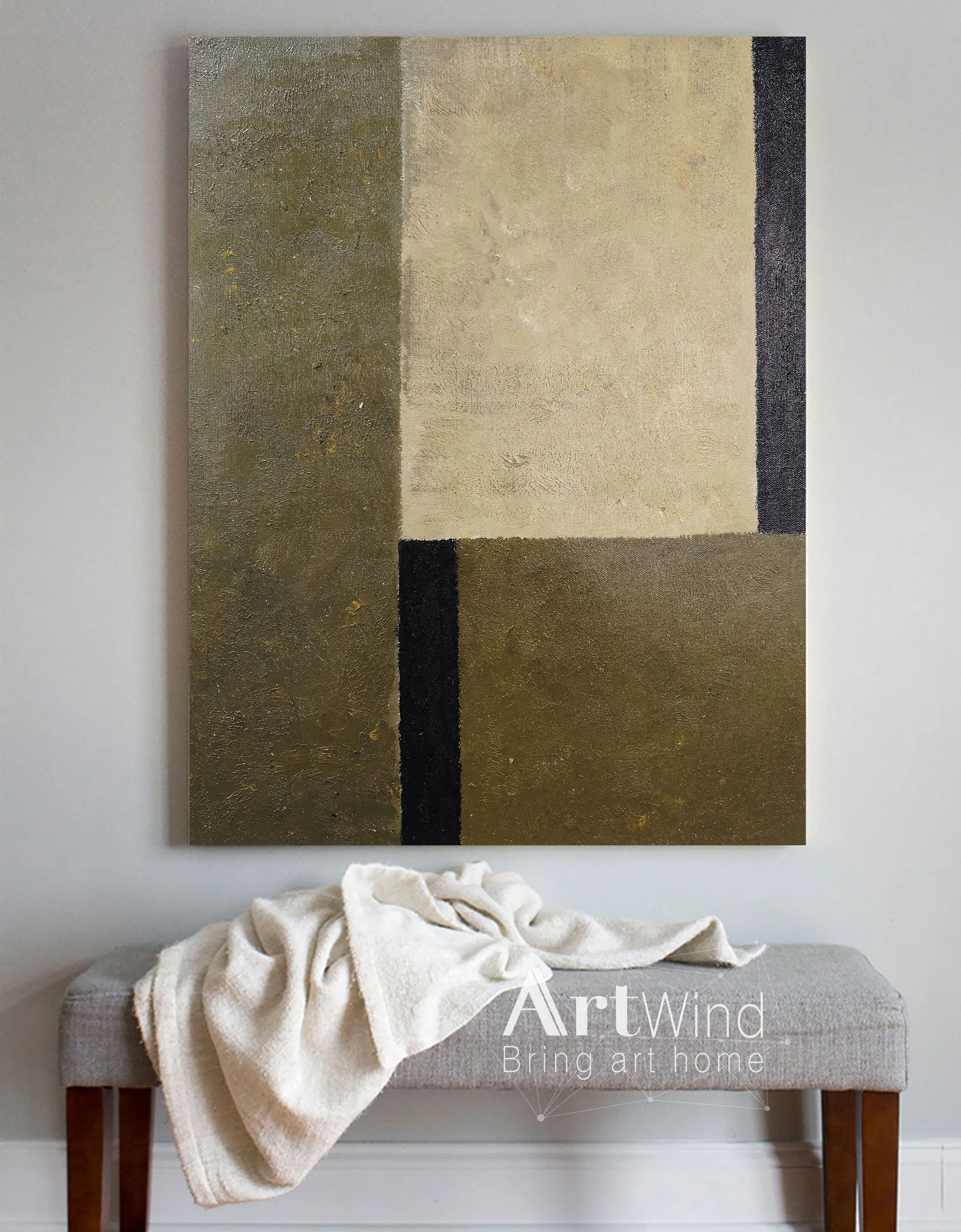 Dark Green Abstract Painting Oversized Artwork for Walls Dp064