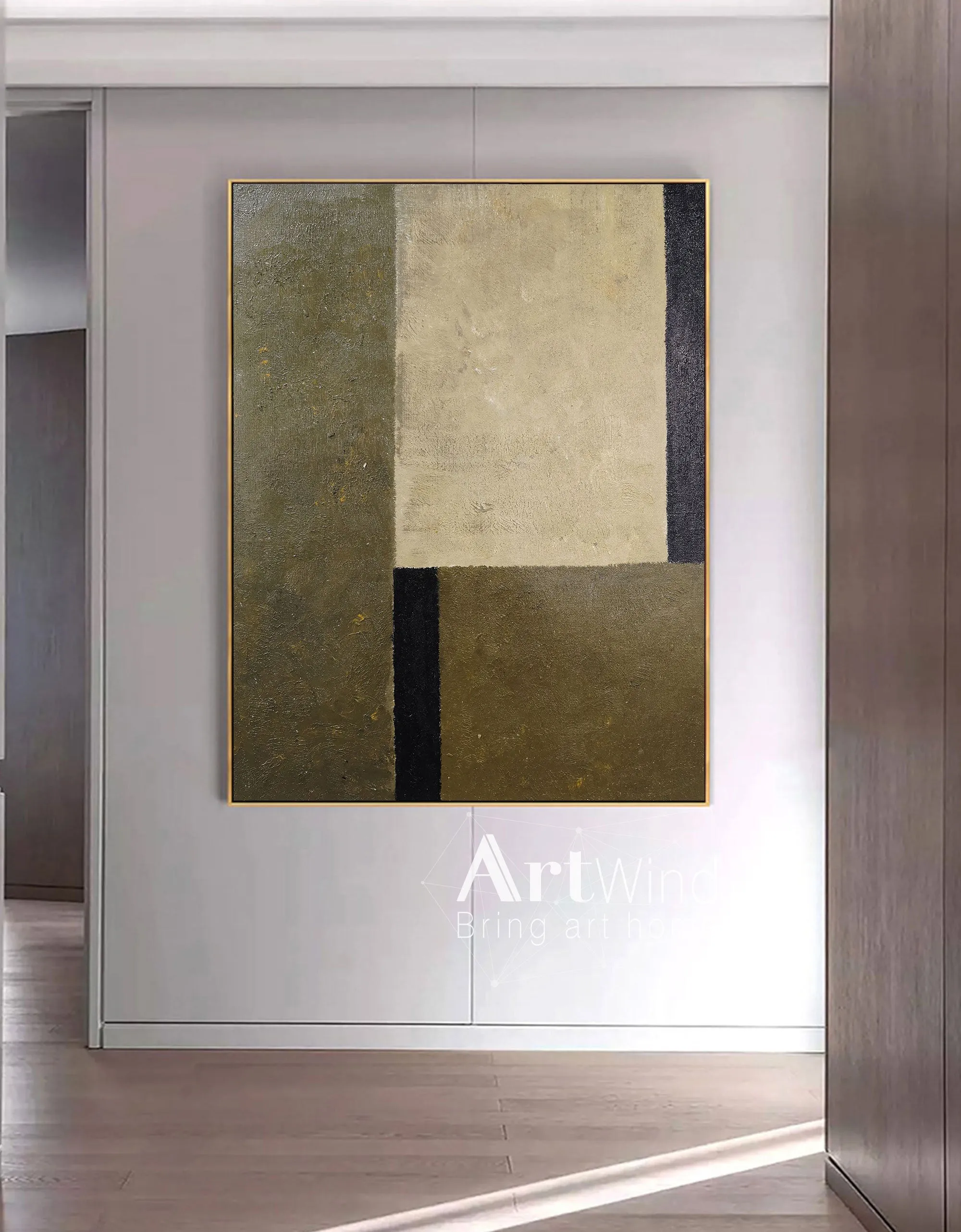 Dark Green Abstract Painting Oversized Artwork for Walls Dp064