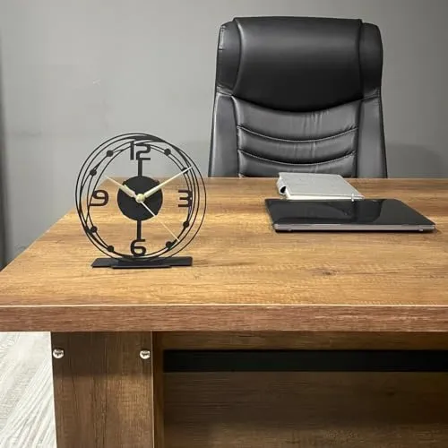 Decorila Modern Metal Desktop Clock, Tabletop Clock, Office Desk Clock, Home Office Decor,New Job Gift,Classic Clock Gift,Silent Clock,Business Clock