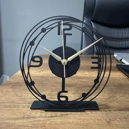 Decorila Modern Metal Desktop Clock, Tabletop Clock, Office Desk Clock, Home Office Decor,New Job Gift,Classic Clock Gift,Silent Clock,Business Clock