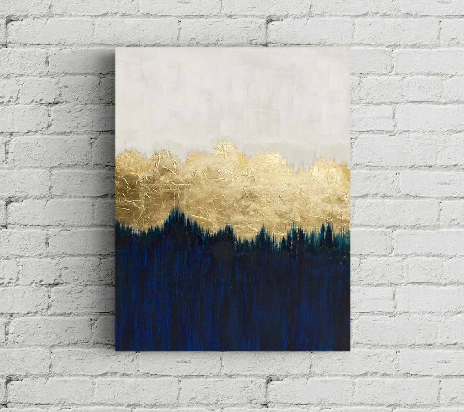 Deep Blue Gold Leaf Abstract Painting Modern Wall Abstract Art Sp062