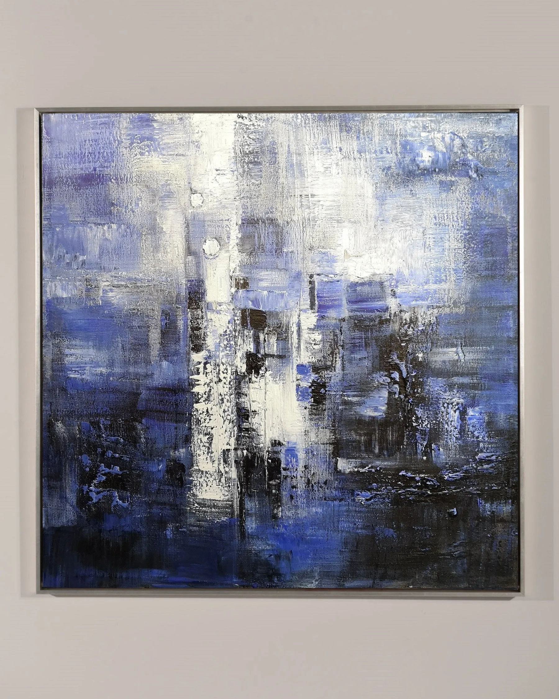 Deep Blue White Abstract Canvas Painting Minimalist Abstract Painting Dp133