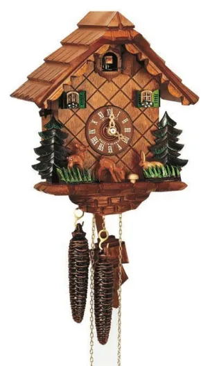 Deer and Rabbit 9" Black Forest German Cuckoo Clock