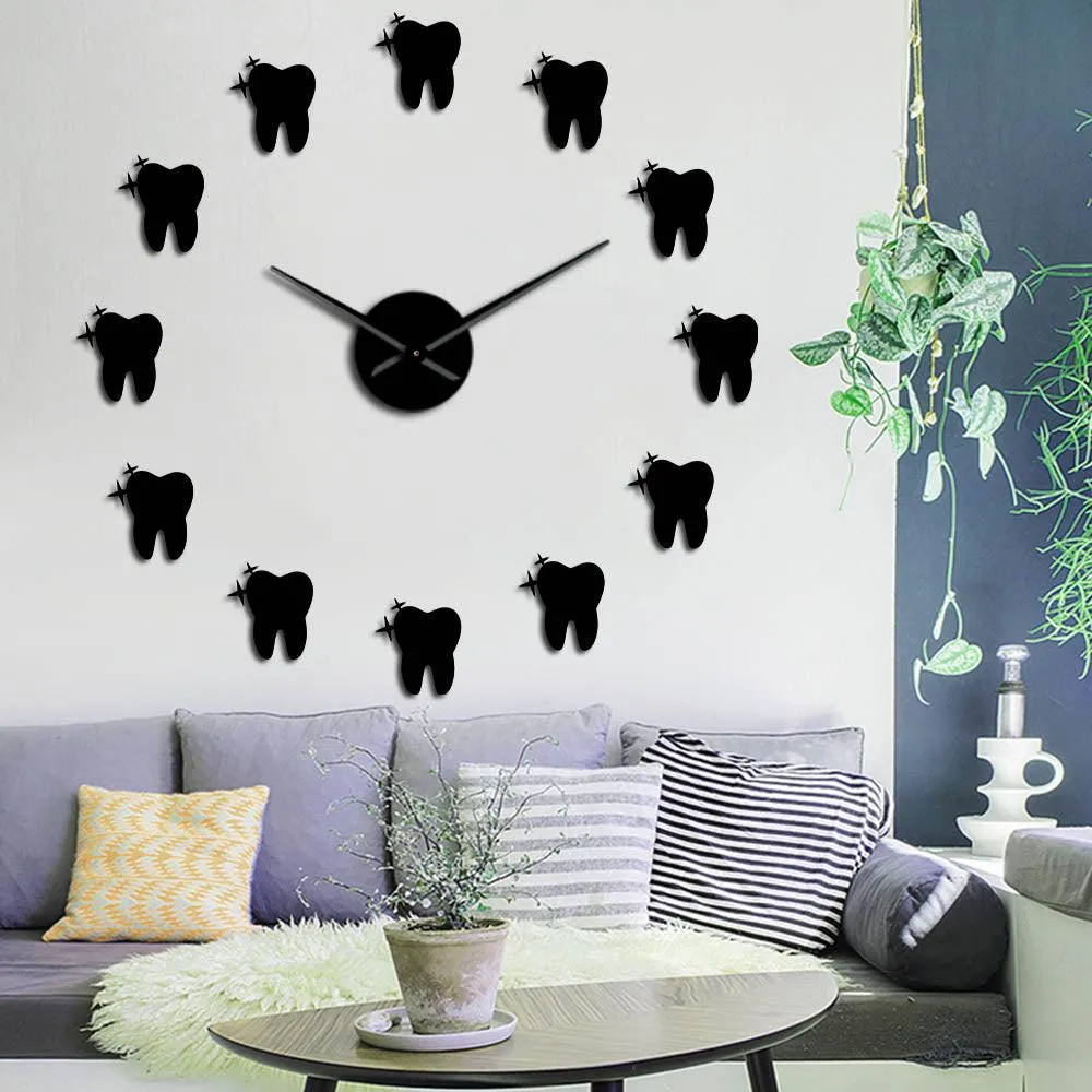 Dental Tooth Wall Art Modern Wall Clock Living Room Decorative Wall Watch Nurse Ornament Hygienist Dentist Gift