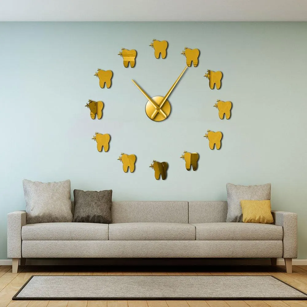 Dental Tooth Wall Art Modern Wall Clock Living Room Decorative Wall Watch Nurse Ornament Hygienist Dentist Gift