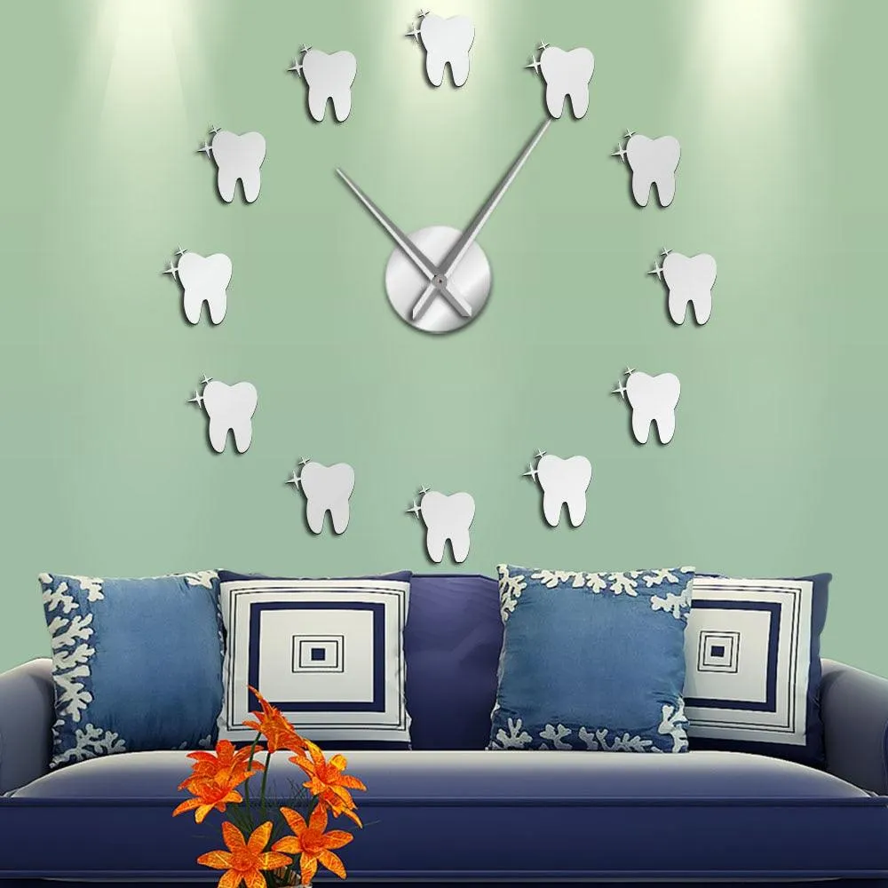 Dental Tooth Wall Art Modern Wall Clock Living Room Decorative Wall Watch Nurse Ornament Hygienist Dentist Gift