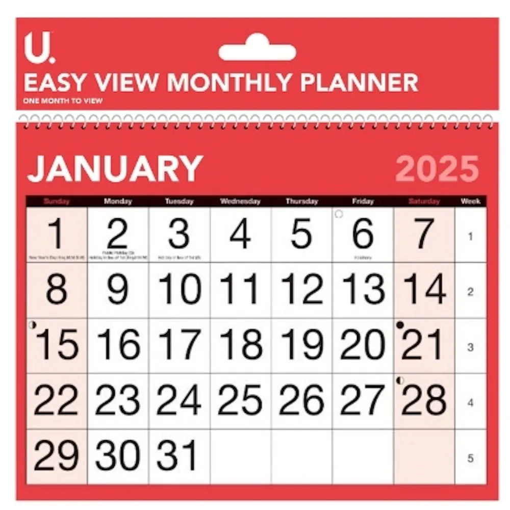 Easy View Monthly Planner Calendar 2025-2026 - Assorted Planner Organiser Schedule