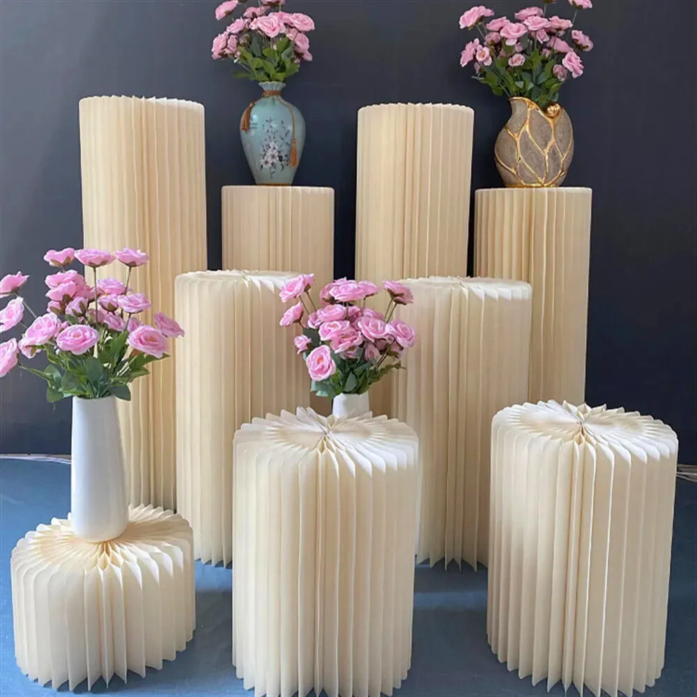 Elegant Cardboard Cylinder Pedestal Set for Weddings, 4PCS