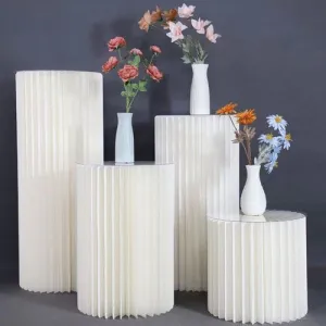 Elegant Cardboard Cylinder Pedestal Set for Weddings, 4PCS