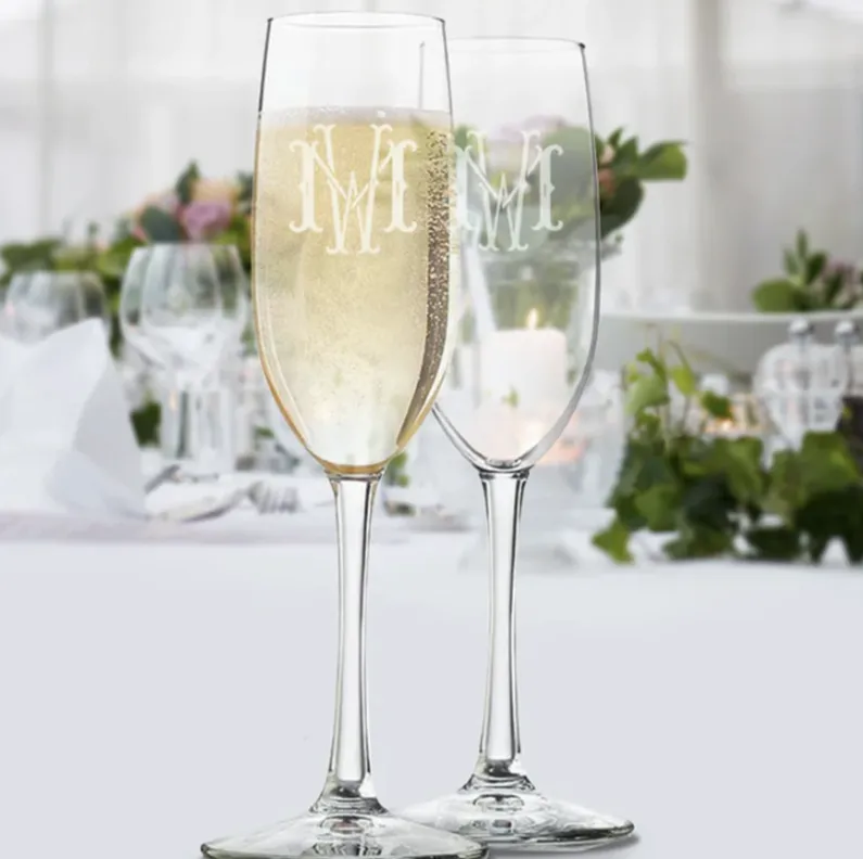 Engraved 8 oz. Glass Champagne Flute