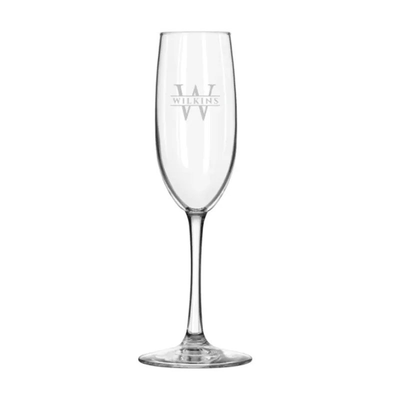 Engraved 8 oz. Glass Champagne Flute