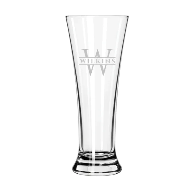 Engraved Glass Beer Pilsner