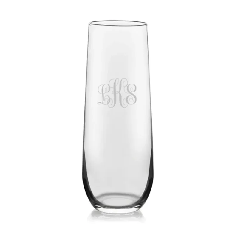 Engraved Glass Stemless Champagne Flute