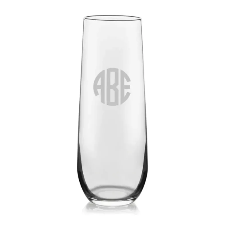 Engraved Glass Stemless Champagne Flute