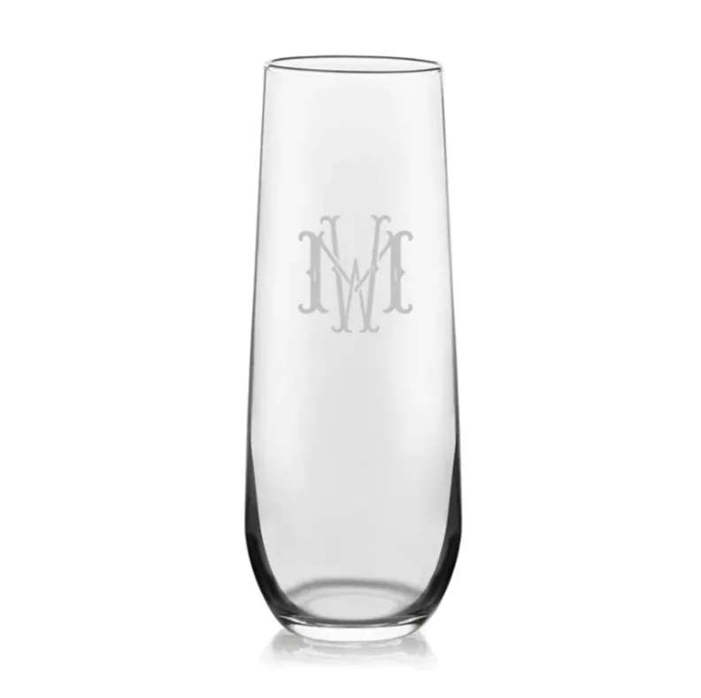 Engraved Glass Stemless Champagne Flute