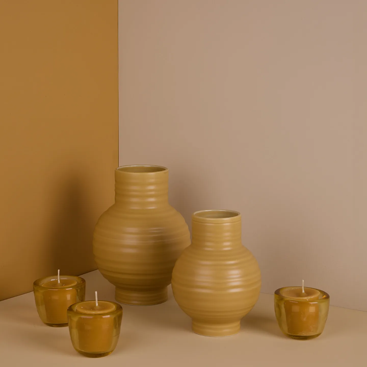 Essential Ceramic Vase Decor Bundle - Mustard