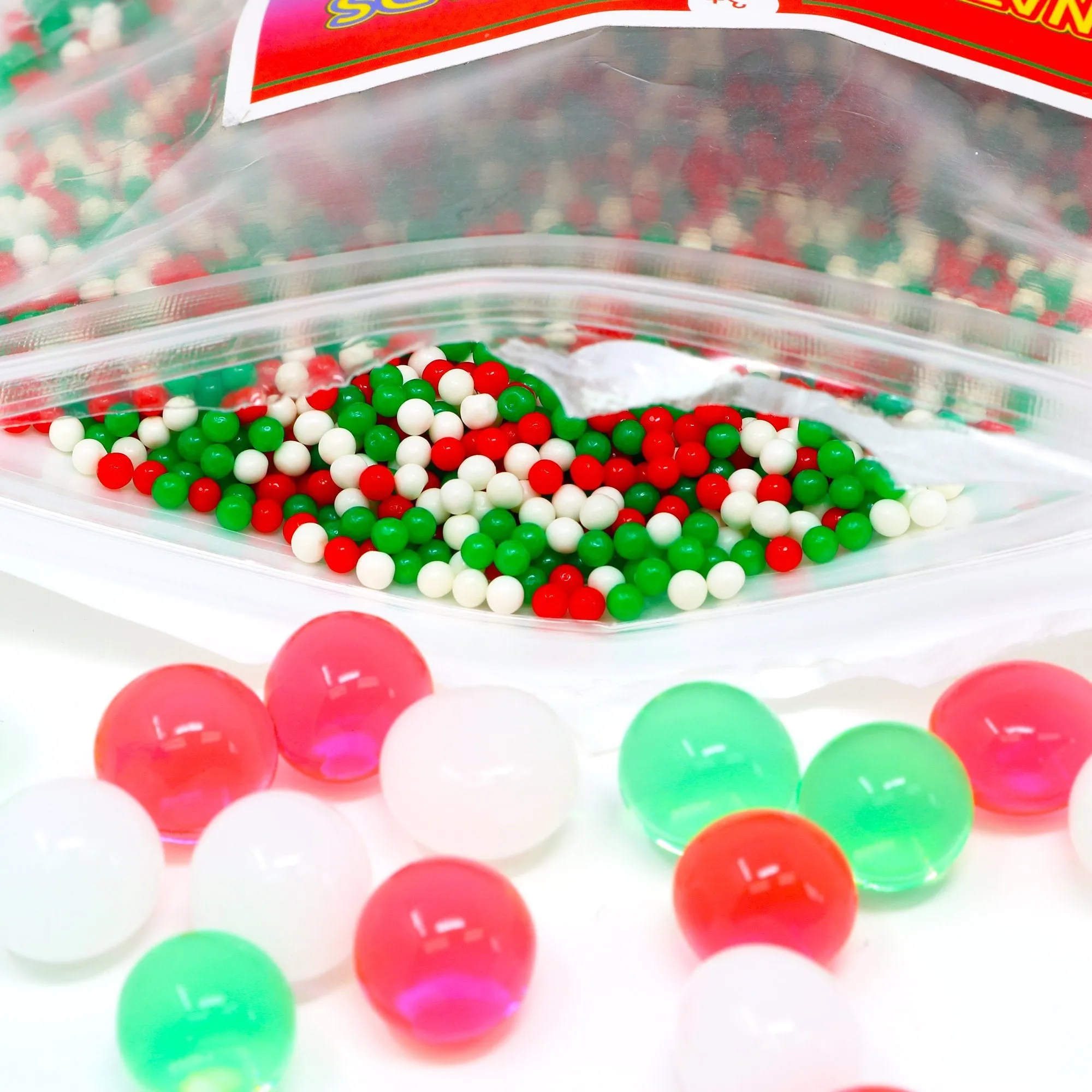 Floral Christmas Pearl Vase Filler Beads - Red Green and White Christmas Gel Balls for Vase Or Candle Fillers for Centerpiece Decoration