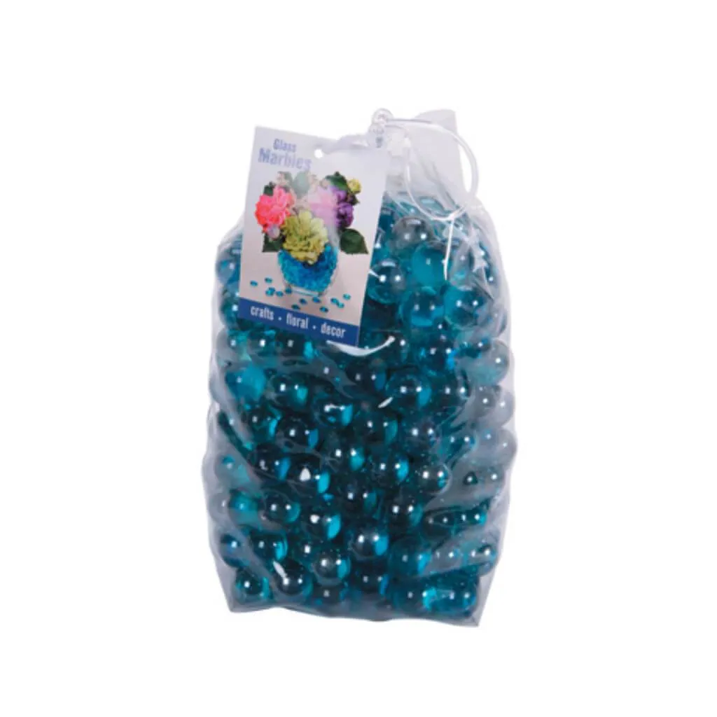 Glass Marbles in a PVC Bag Ice Blue Luster 4 lb