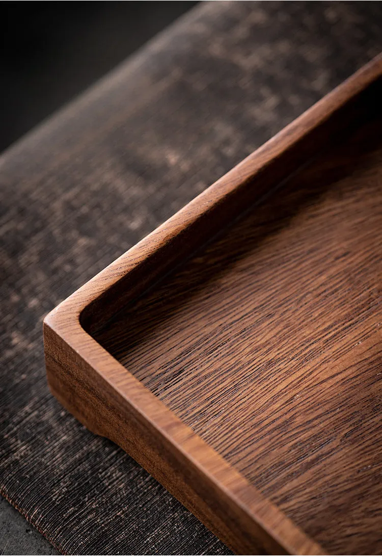 Gohobi Square Walnut Wooden Serving Tray Teapot Tray