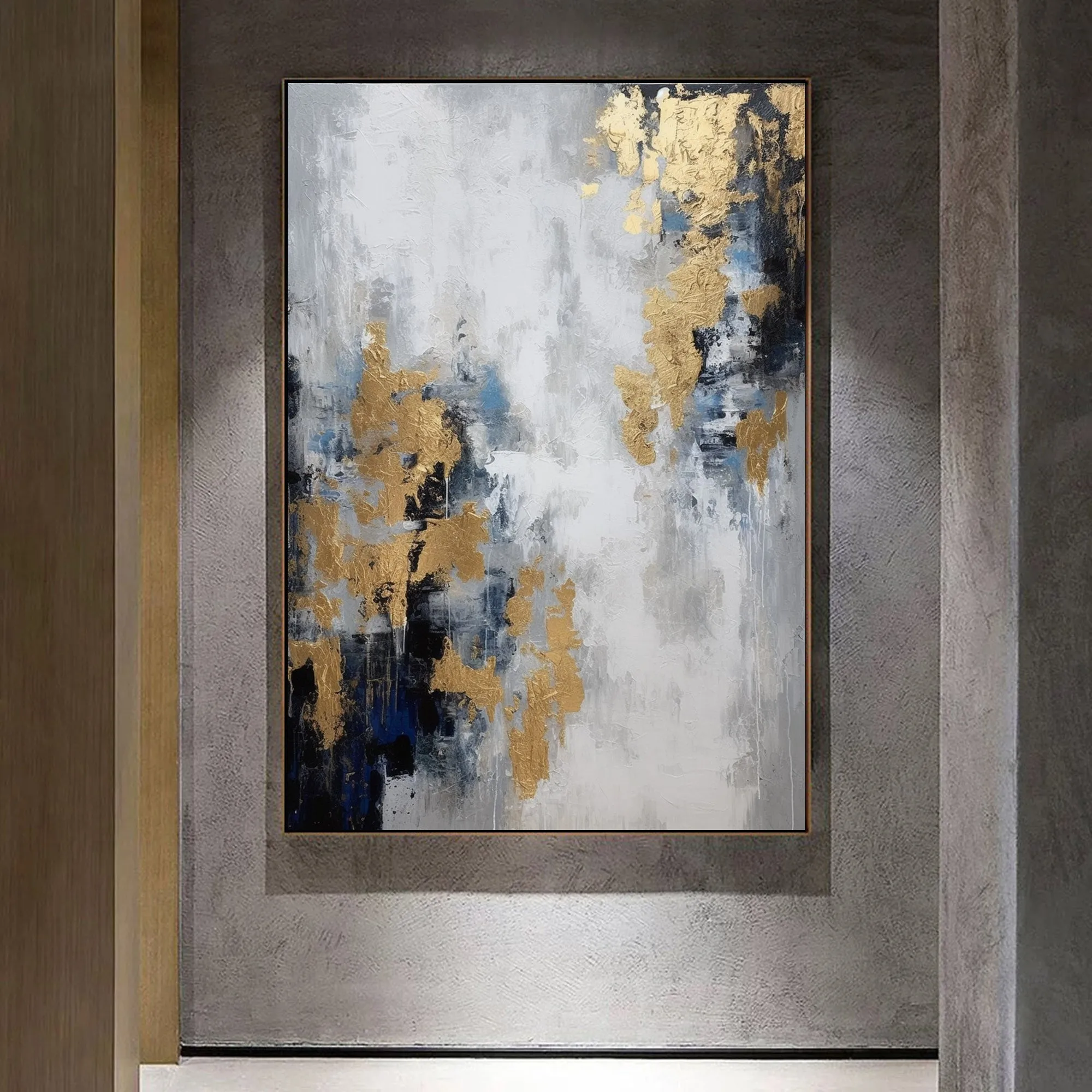 Gold And Gray Wall Art Decor Gray Abstract Art Painting Oversize Wall Art