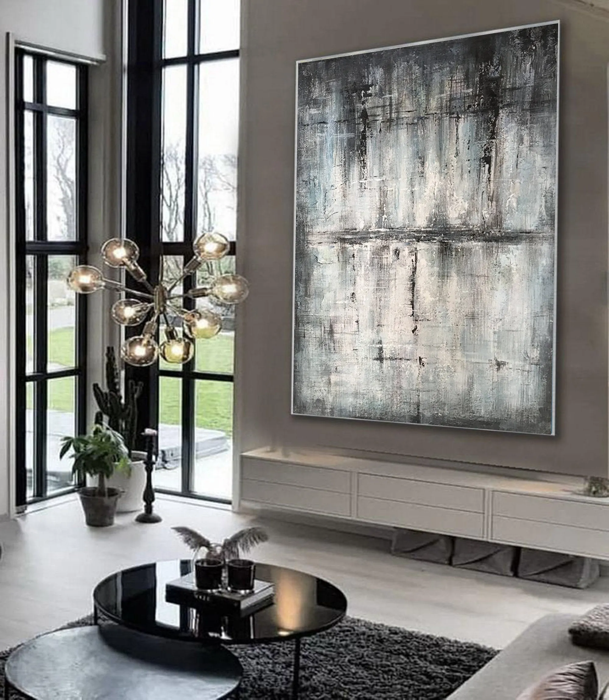 Gray Abstract Painting Original Contemporary Painting Sp088