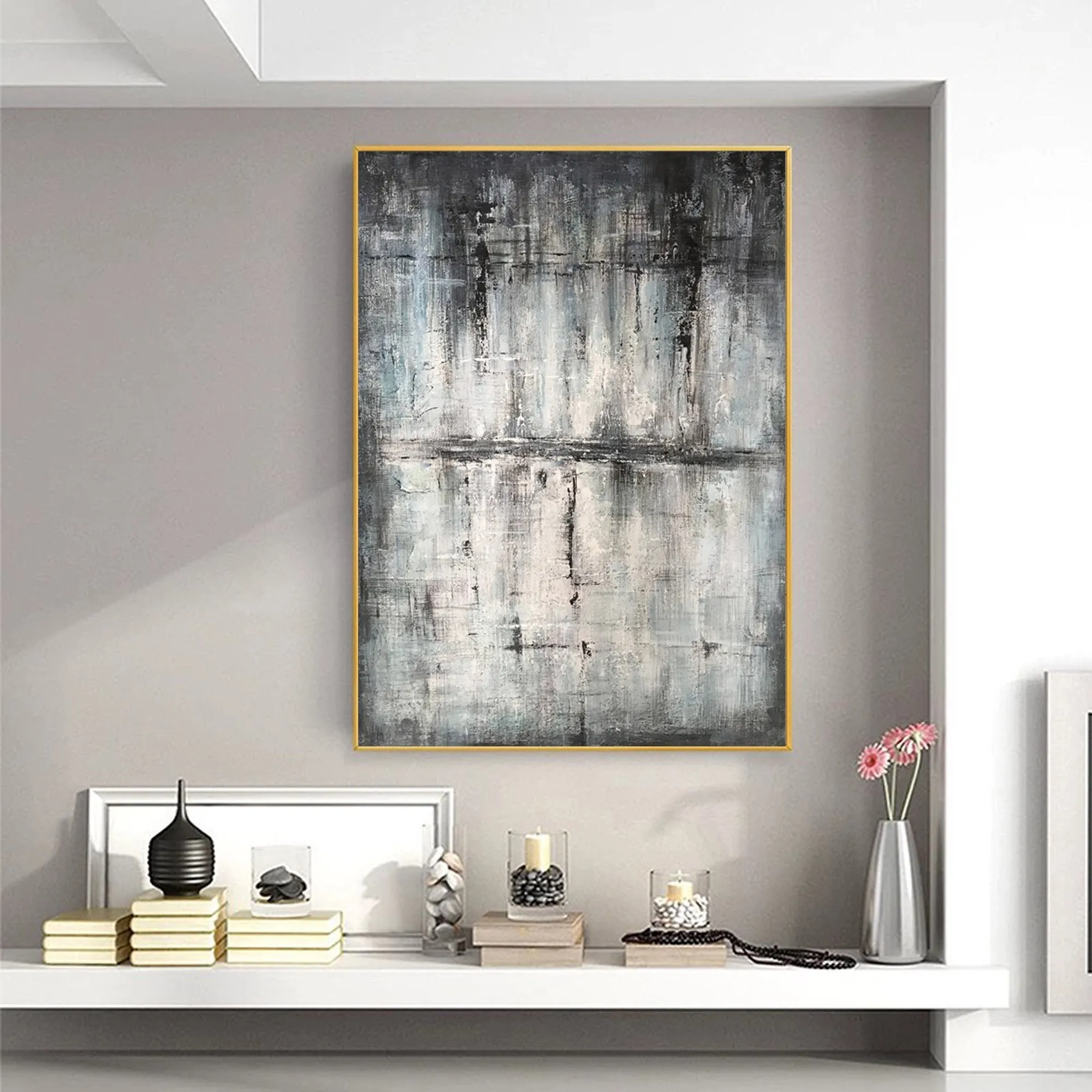 Gray Abstract Painting Original Contemporary Painting Sp088