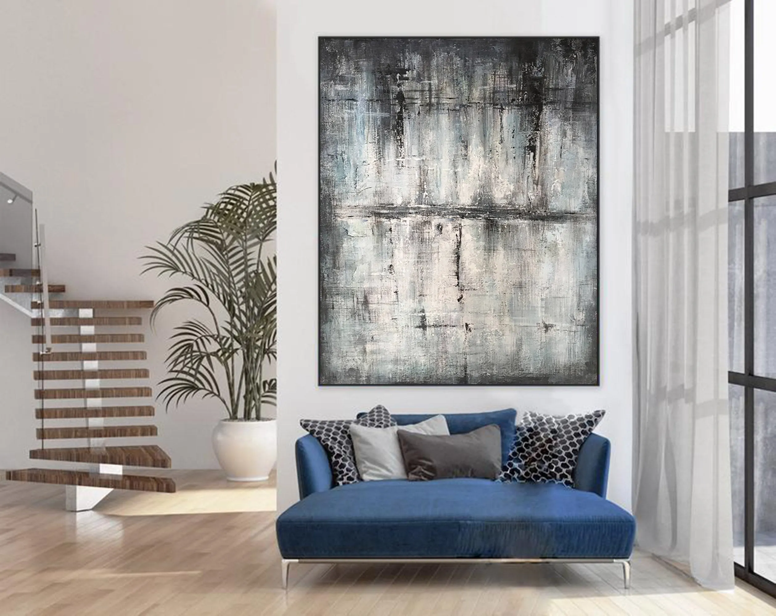 Gray Abstract Painting Original Contemporary Painting Sp088