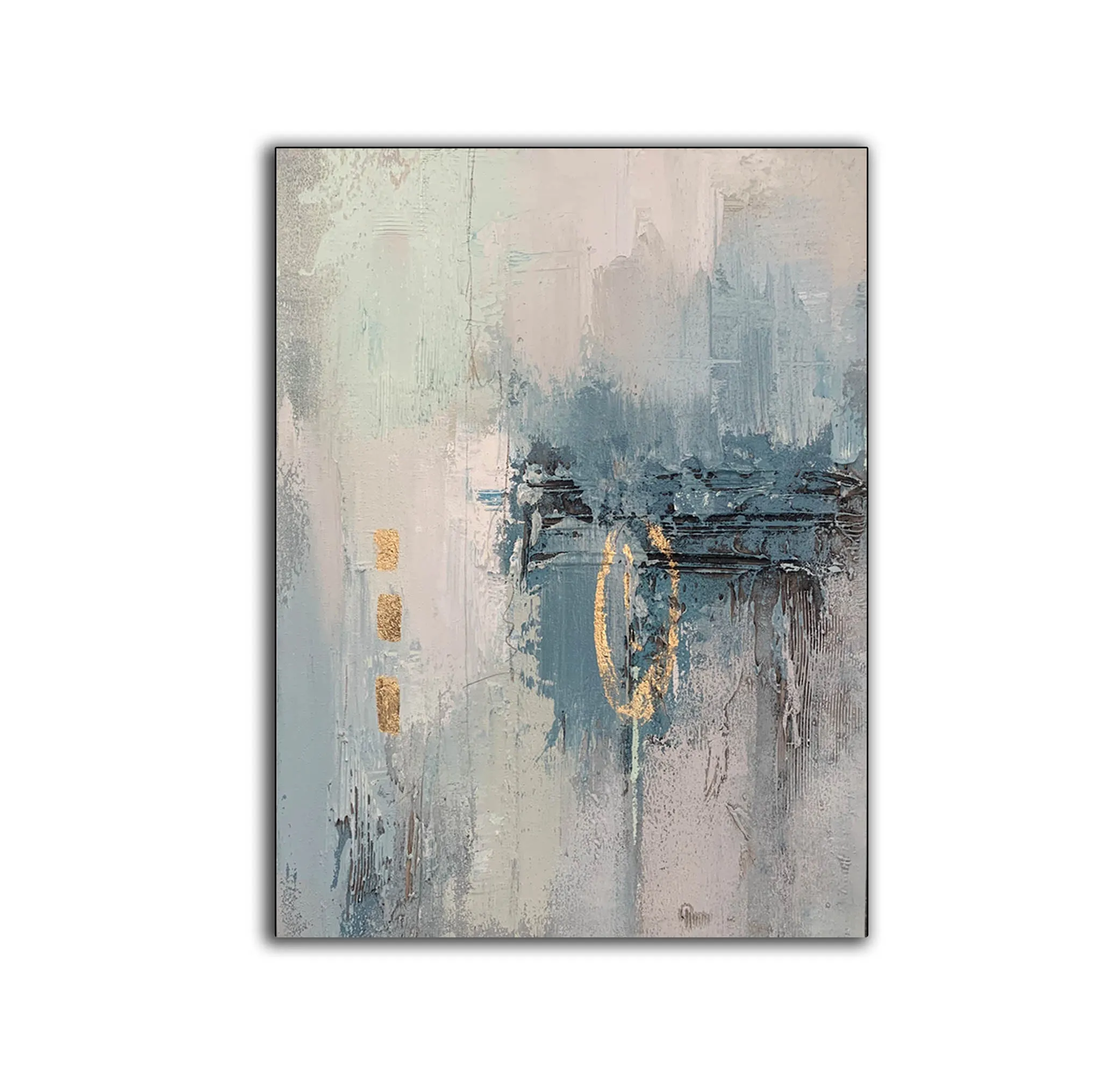 Gray Blue Abstract Wall Art Contemporary Art Painting Op082