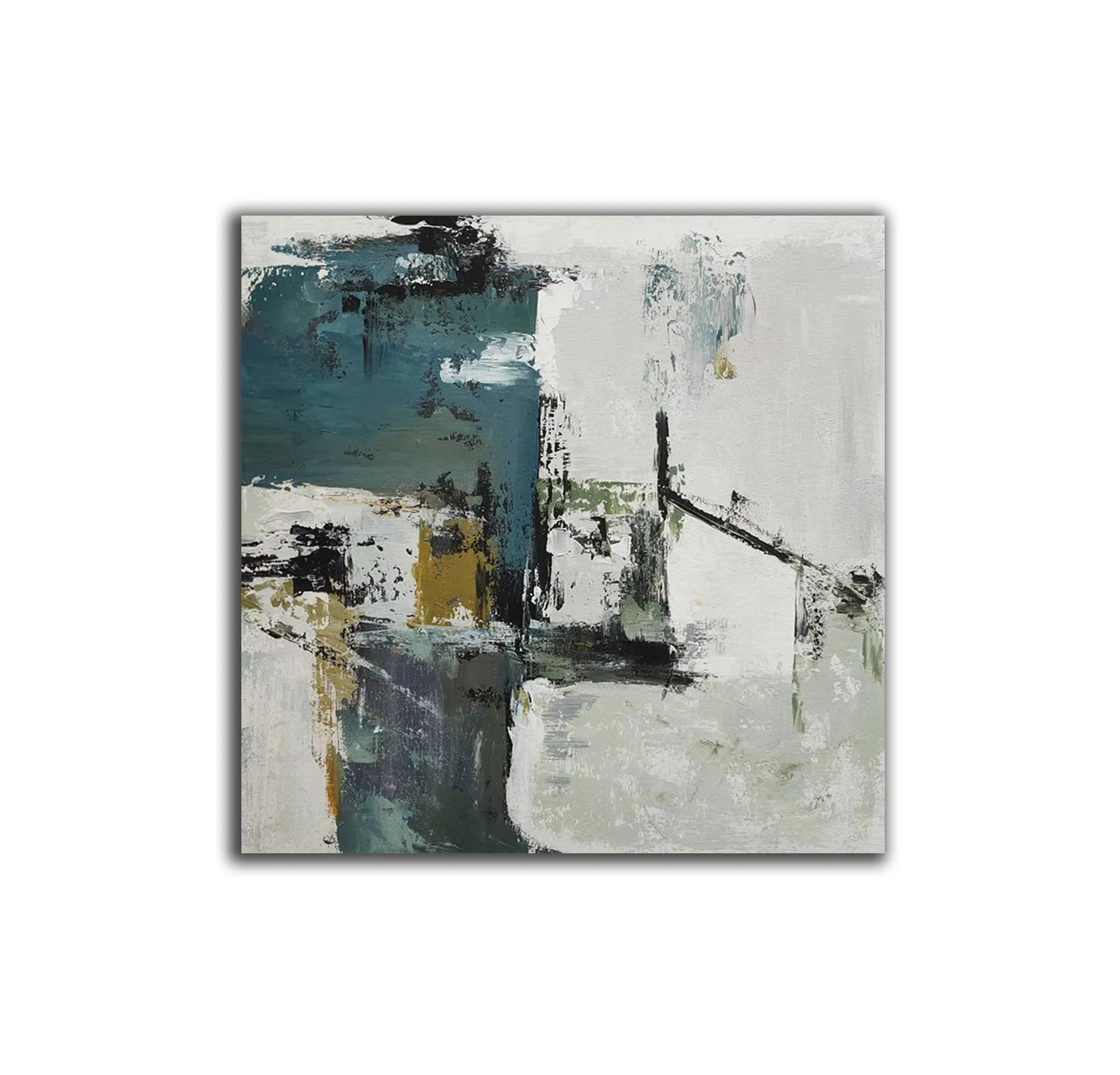 Green White Abstract Painting on Canvas Abstract Acrylic Painting Yp061