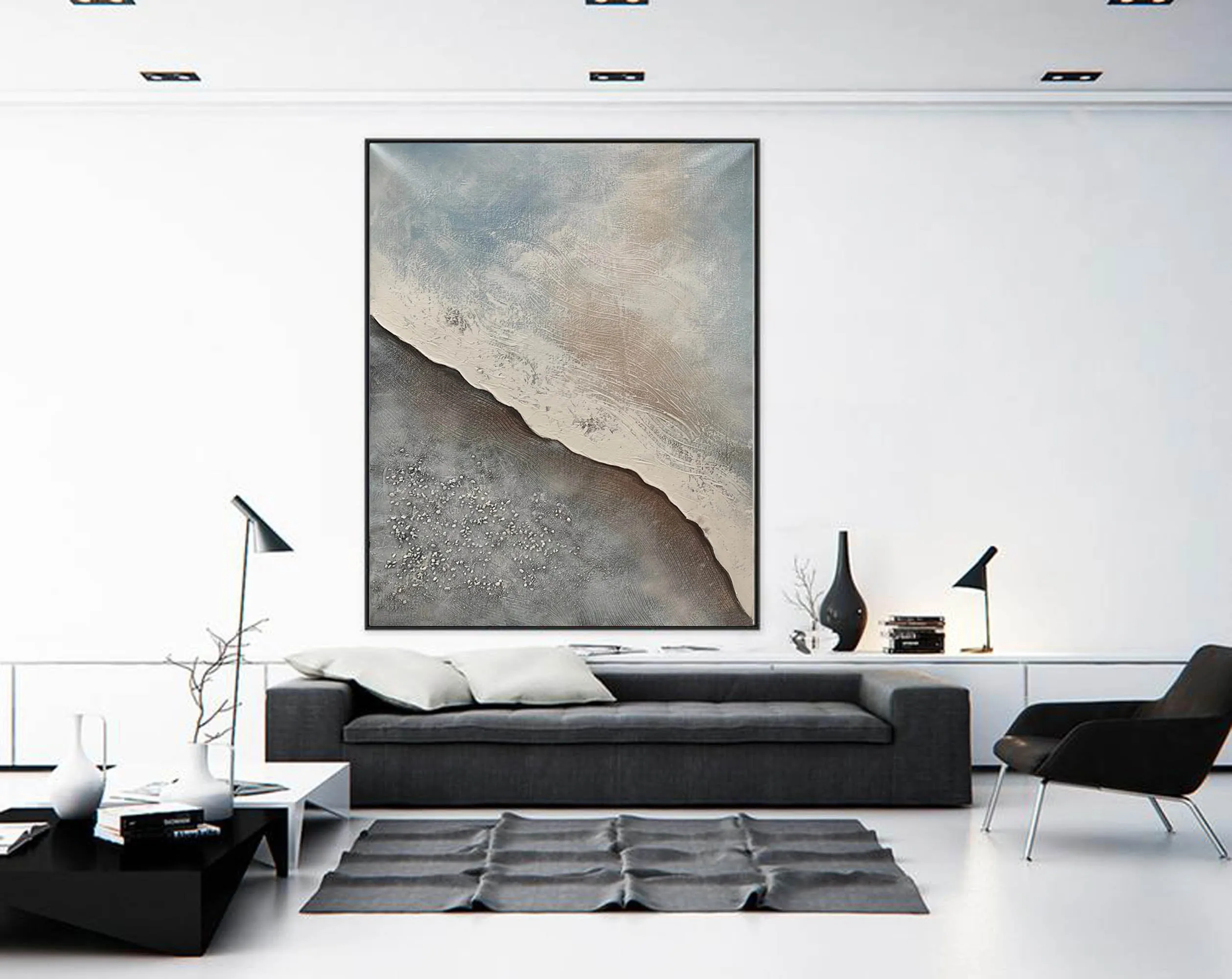 Grey Abstract Original Abstract Painting Large Canvas Wall Art Np079